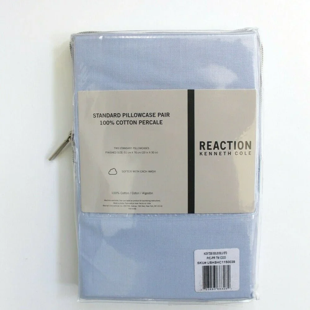 Kenneth Cole 2 Piece Solid T200 Percale Standard Pillowcases
